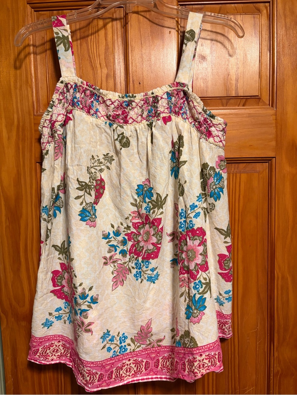 Lane Bryant Pink & Blue Floral Print strappy top